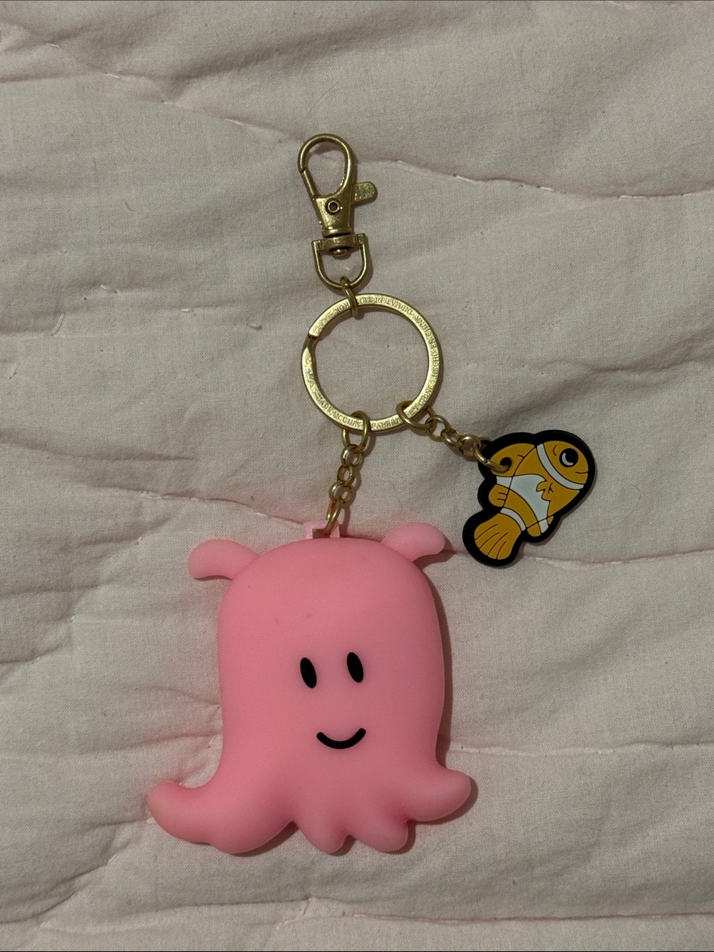 Disney Finding Nemo Pink Octopus Keychain with Fish Charm